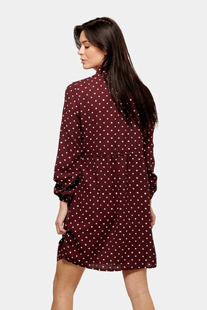 Printed Shirt Dress - Red