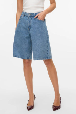 Denim largo kath Shorts - mezclilla azul claro