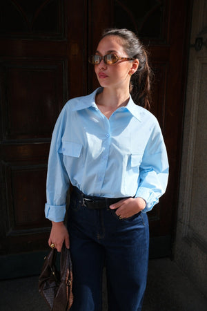 Clara Oversized Camisa - Azul claro