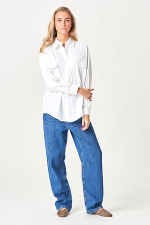 Clara Oversized Camisa - blanco