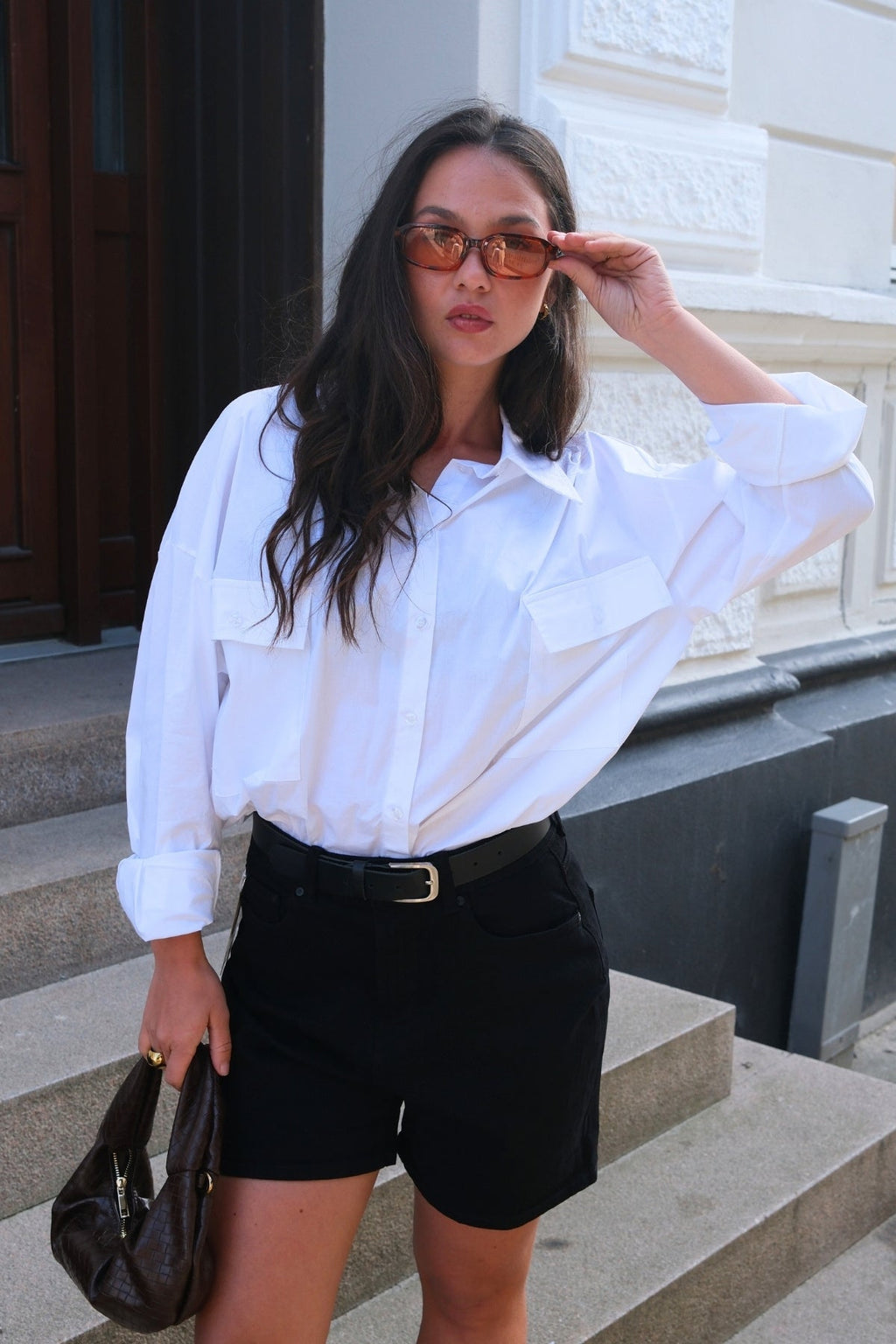 Clara Oversized Camisa - blanco