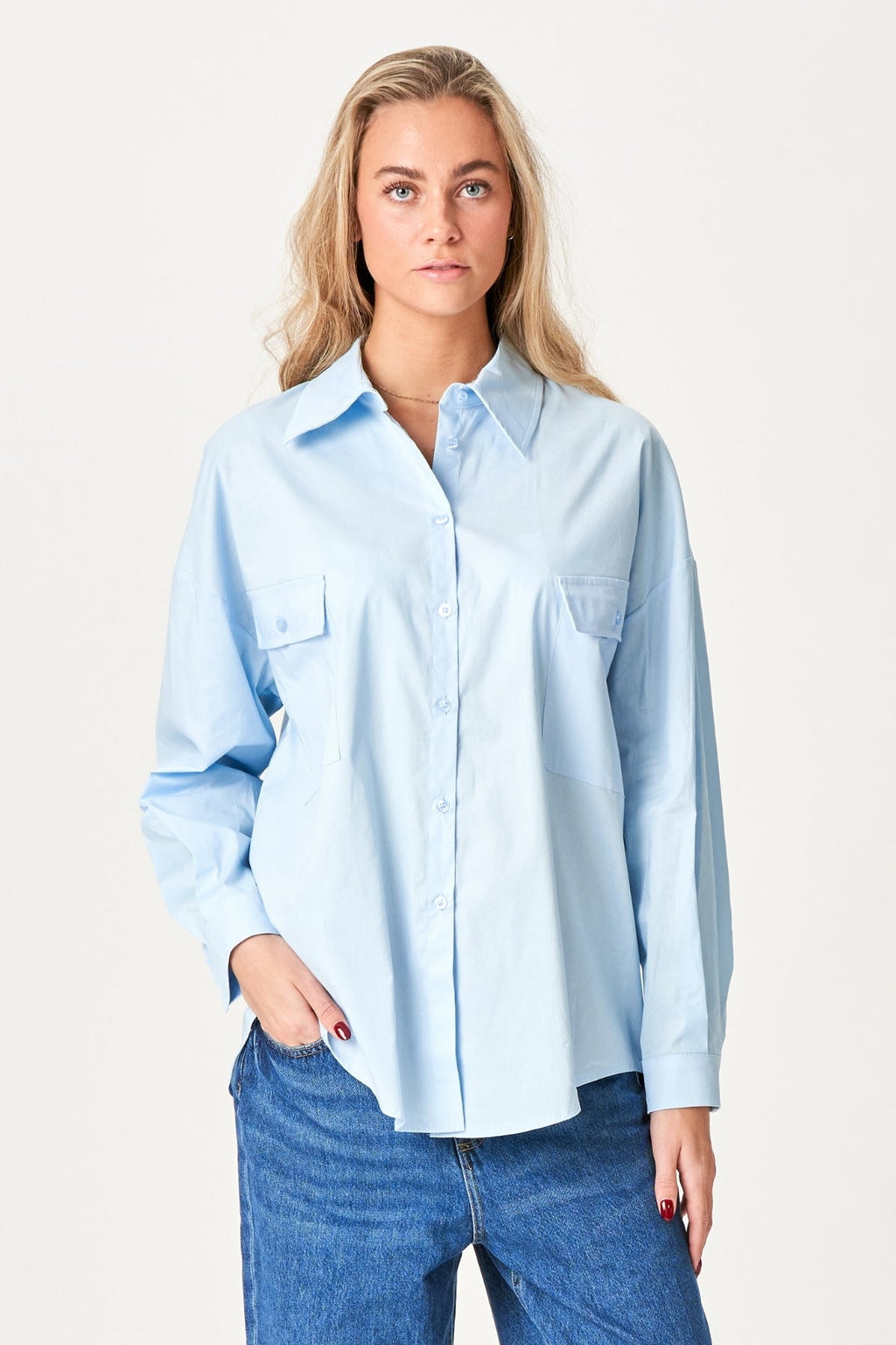 Clara Oversized Camisa - Azul claro