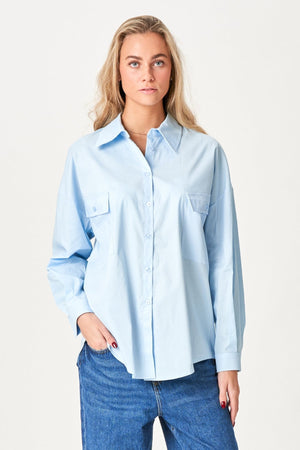 Clara Oversized Camisa - Azul claro