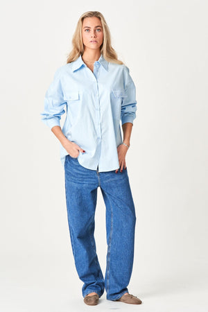 Clara Oversized Camisa - Azul claro