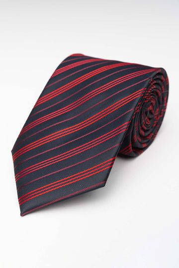 Corbata - Rayas Negro/Rojo