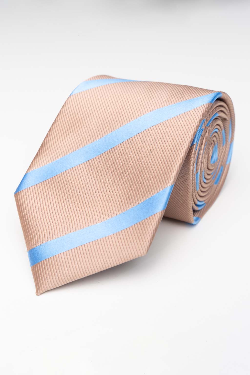 Tie - Sand/Light Blue Striped