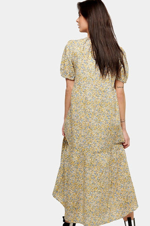 Sofie Dress Long - Floral azul y amarillo
