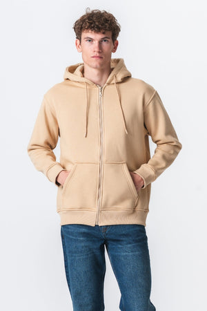 Sudadera con sudadera con cremallera relajada - beige