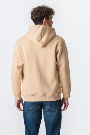 Sudadera con sudadera con cremallera relajada - beige