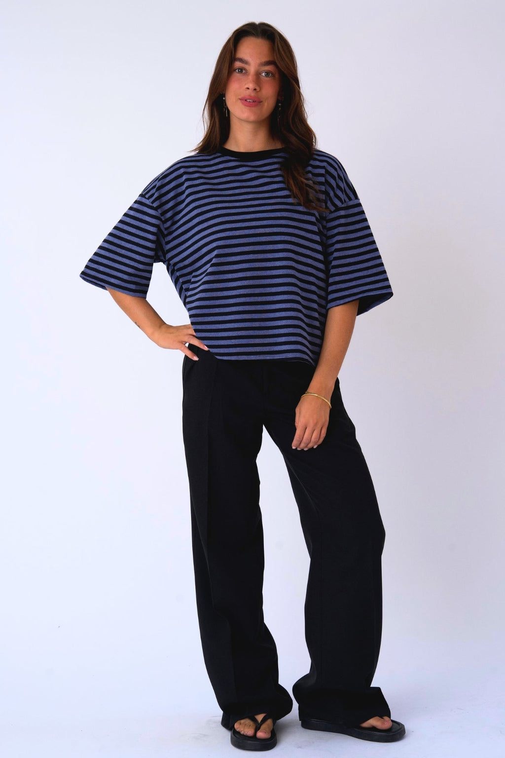 Zoe T-shirt - Black/Denim Blue
