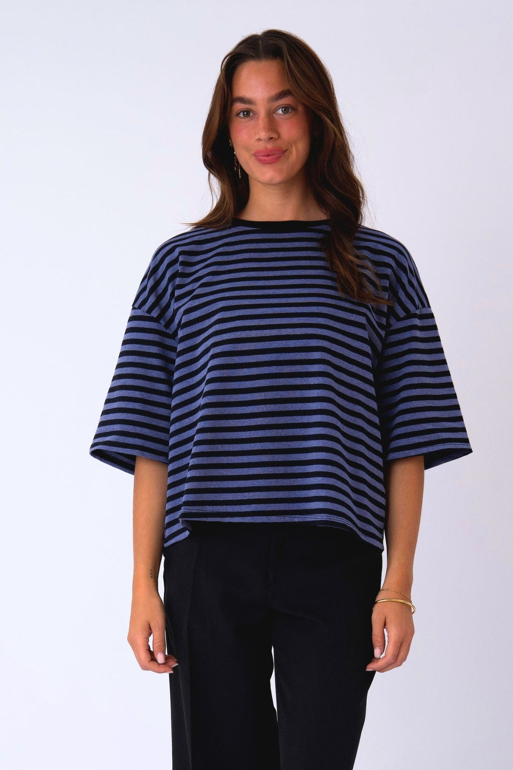 Zoe T-shirt - Black/Denim Blue
