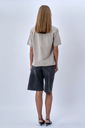 Camisa de lino de manga corta - arena