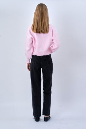 Cárdigan con cuello en V - Rosa