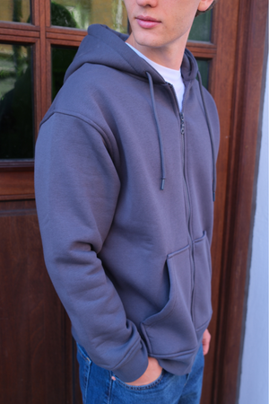 Sudadera con sudadera con cremallera relajada - gris oscuro