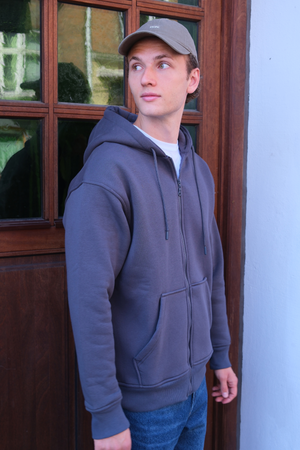 Sudadera con sudadera con cremallera relajada - gris oscuro