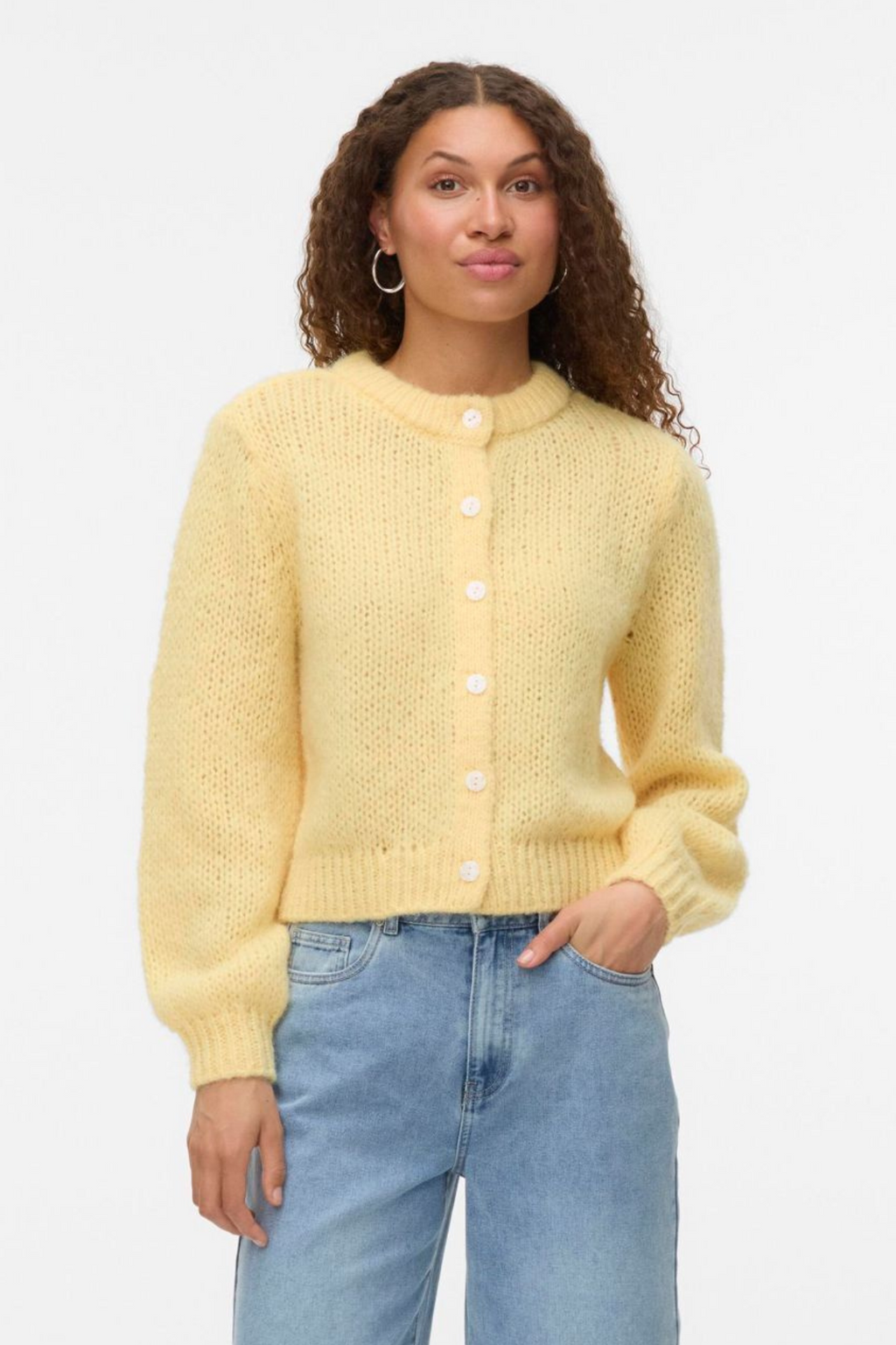 Wilo O-Neck Cardigan - Pale Banana