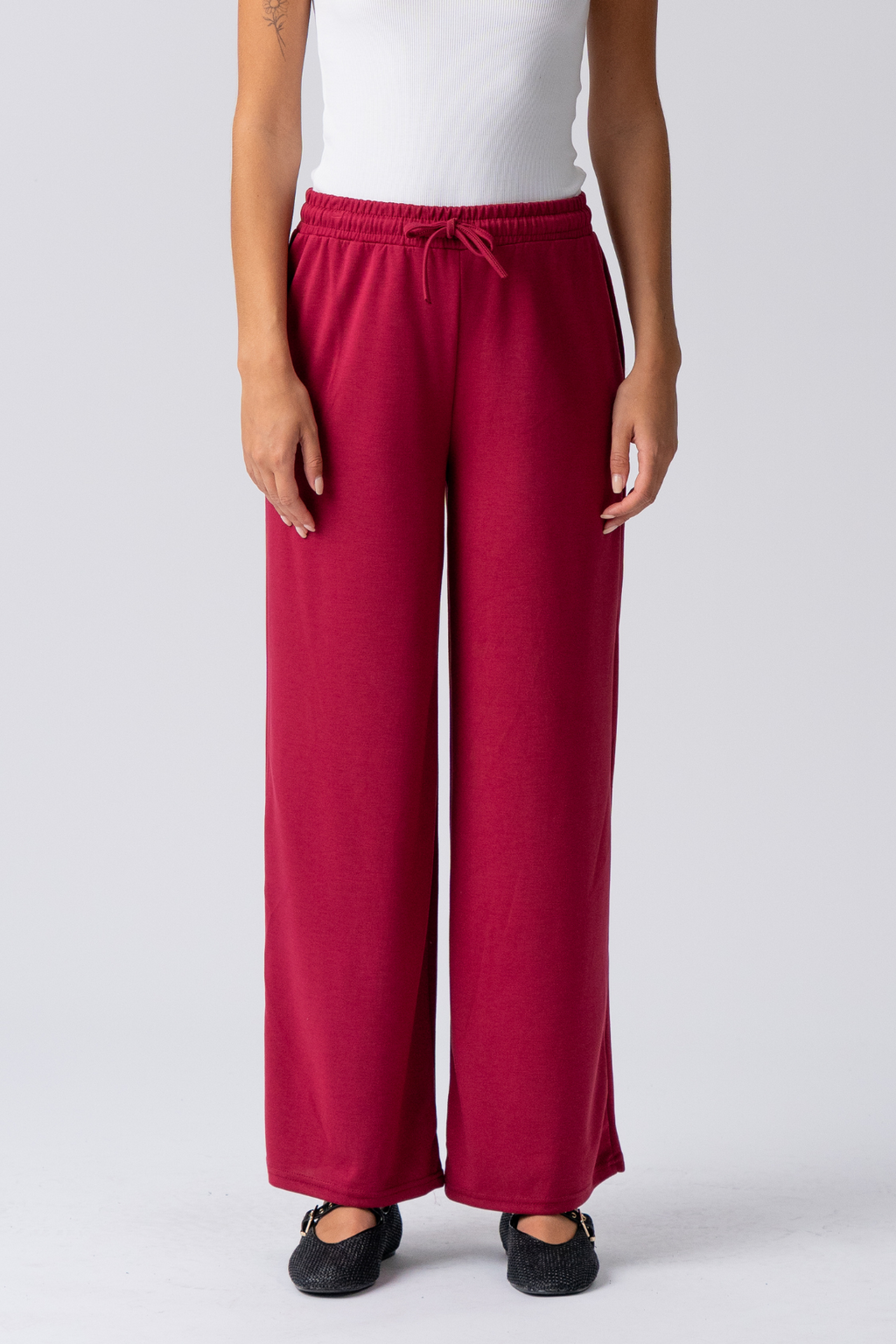 Leah suelta Pants - Borgoña