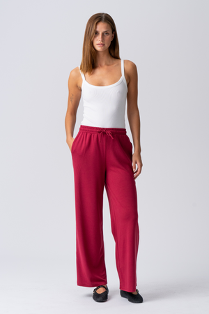 Leah suelta Pants - Borgoña