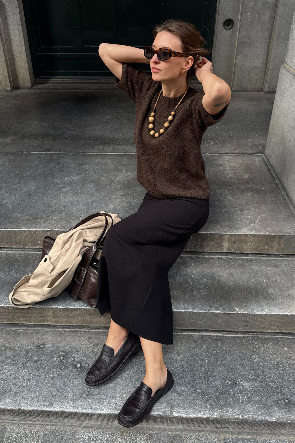 Aggia S/S Girlor de punto - Sell Brown