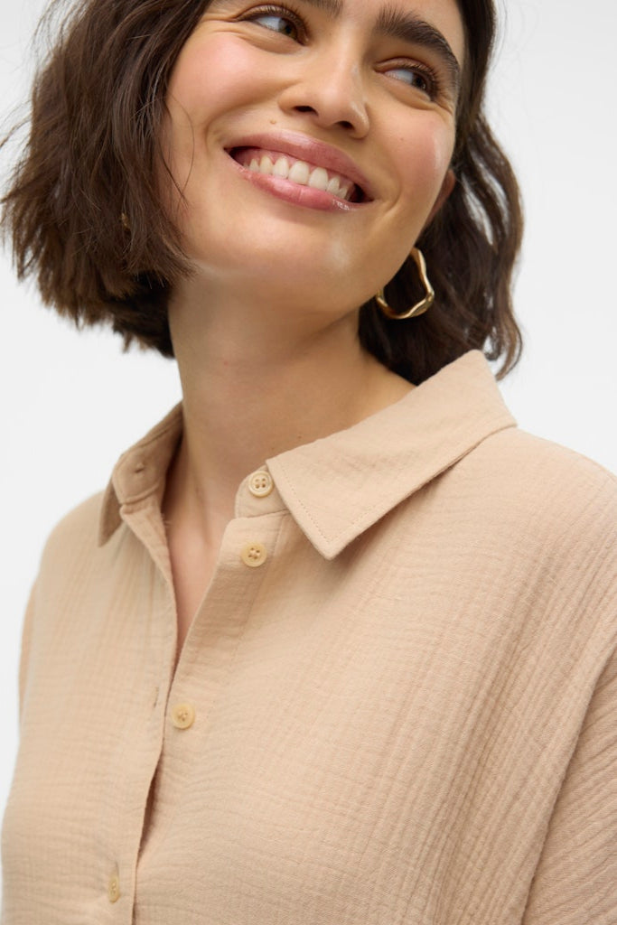 Camisa de gran tamaño natali - crema irlandesa