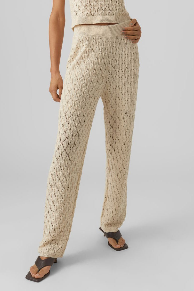 Evelyn High-Waist Crochet Pants - Birch