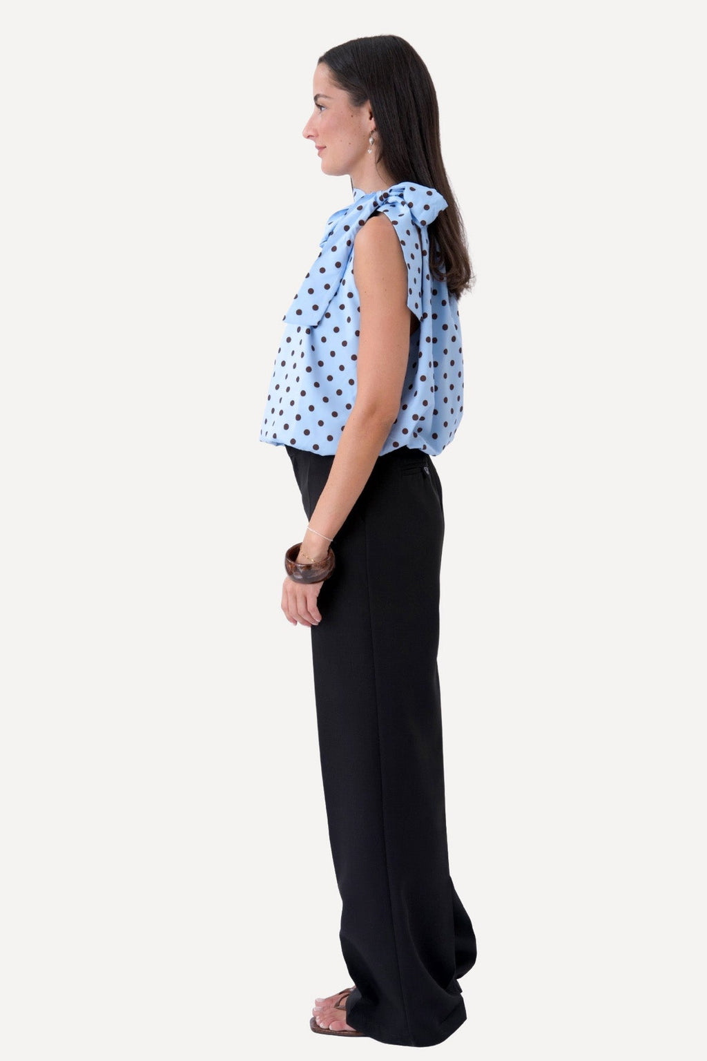 Top Wilma - Azul claro/Puntos marrones