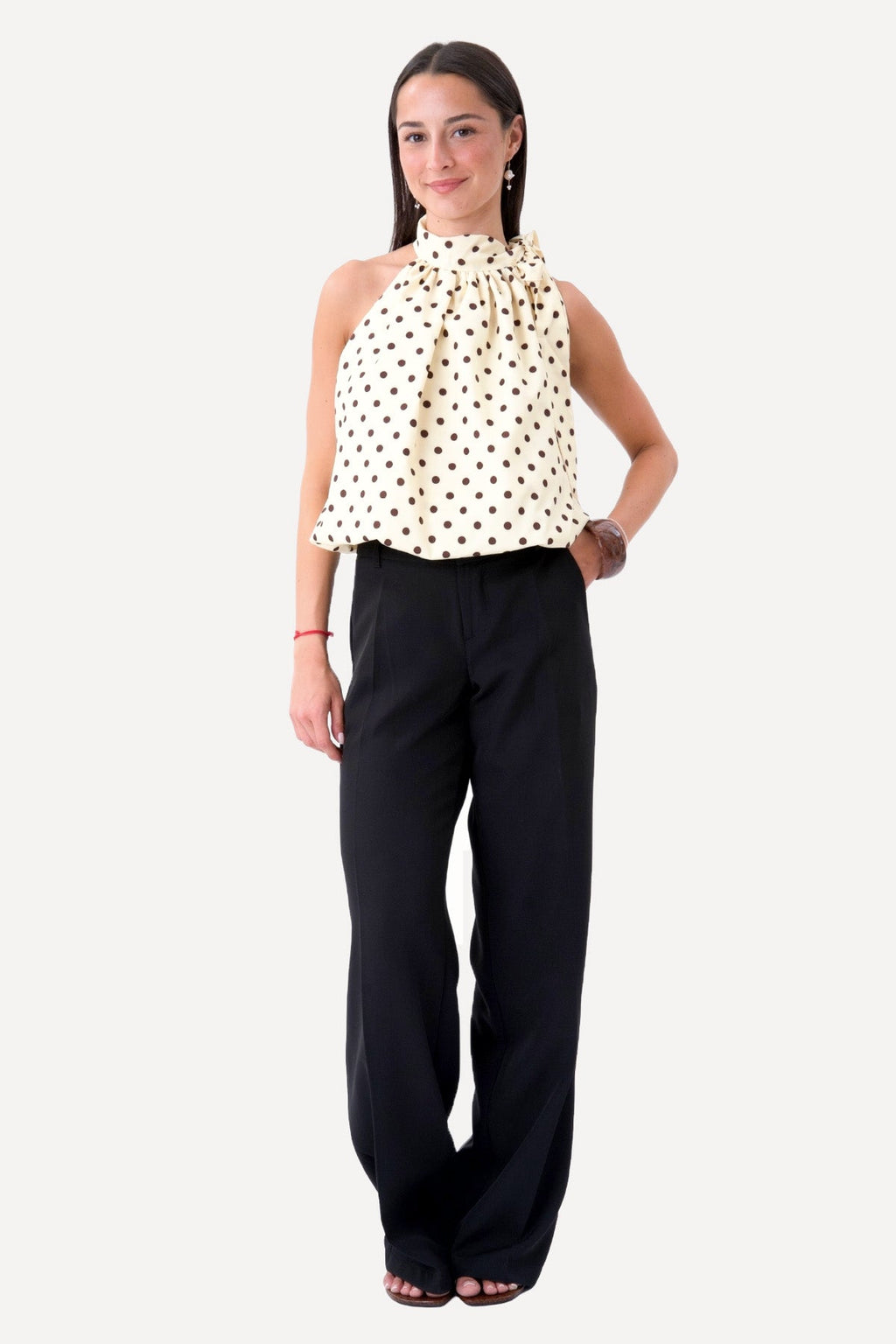 Wilma Top - Yellow/Brown Dots