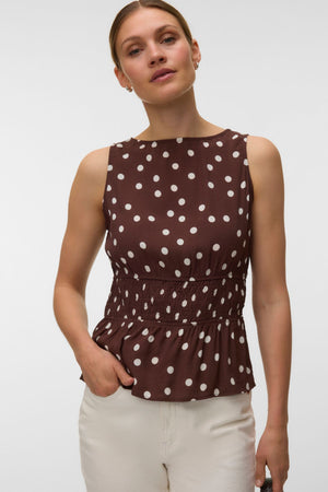 Top tipo bata Elisa - Chocolate Martini - Snow White Dot
