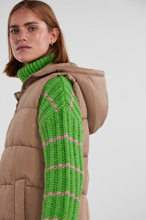 Elinora Lang Puffet Vest - Silver Mink