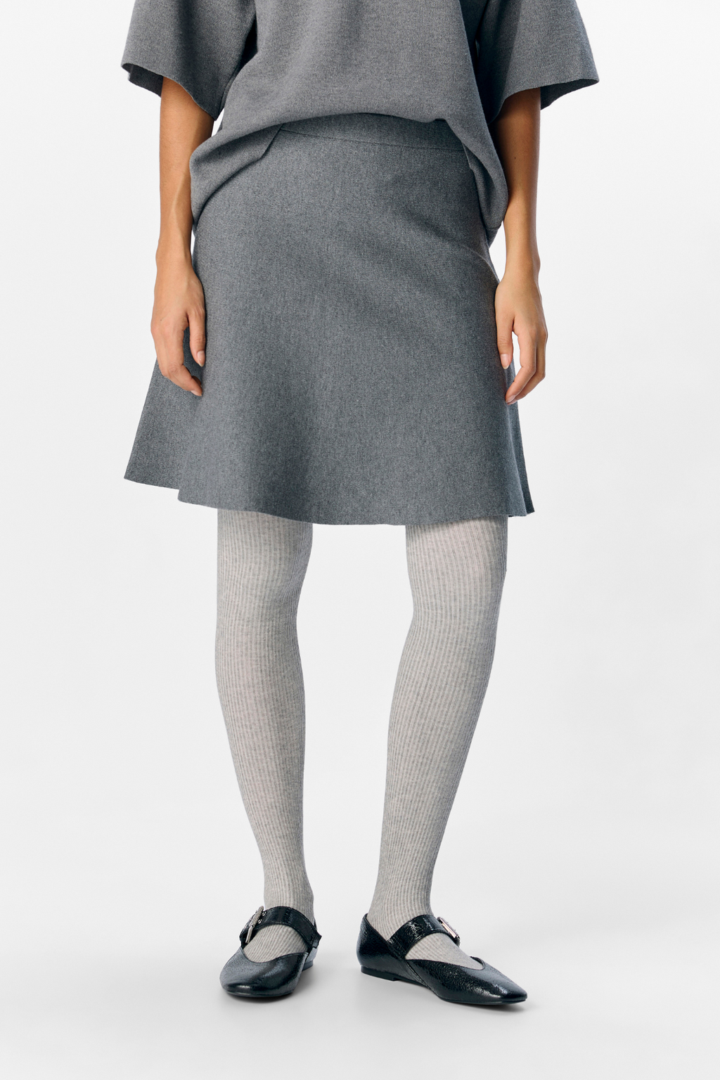 Reynard HW Falda de punto corto - Melange de gris medio