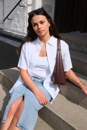 Camisa de lino de manga corta - blanco