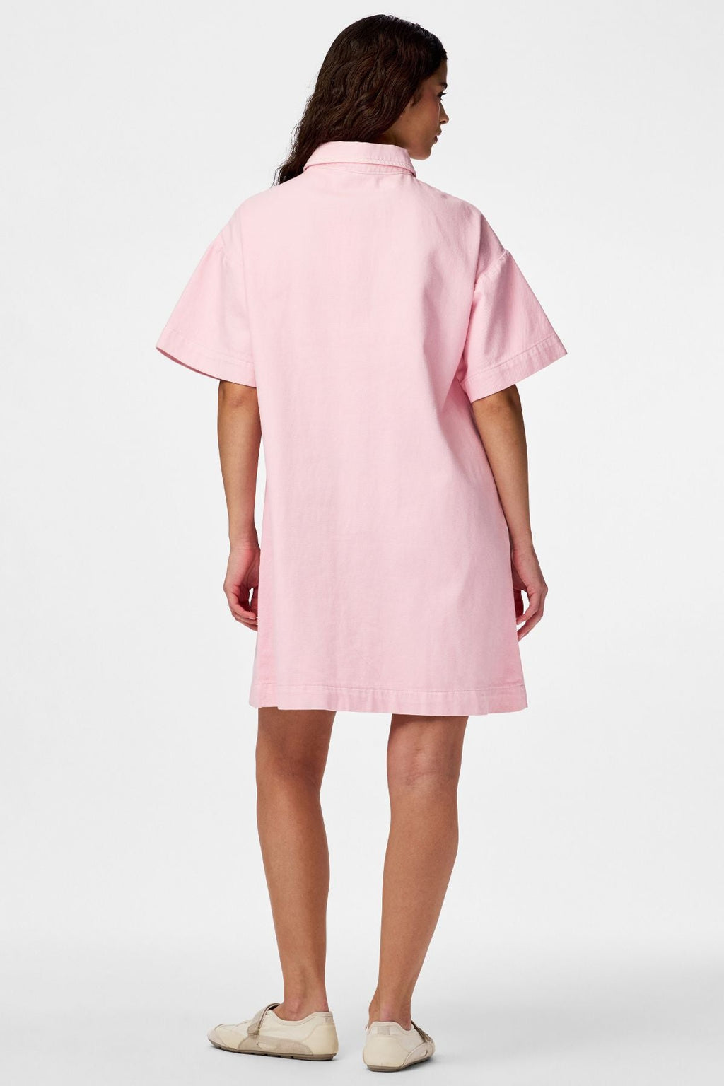 Sky A-Shape Denim Dress - Roseate Spoonbill