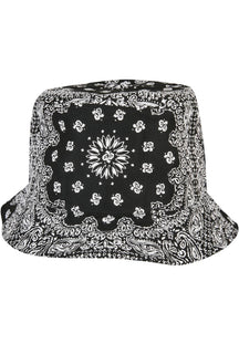 Sombrero de cubo con estampado de bandana - Negro