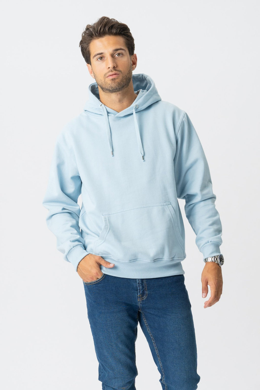 Sudadera con capucha básica - azul cielo