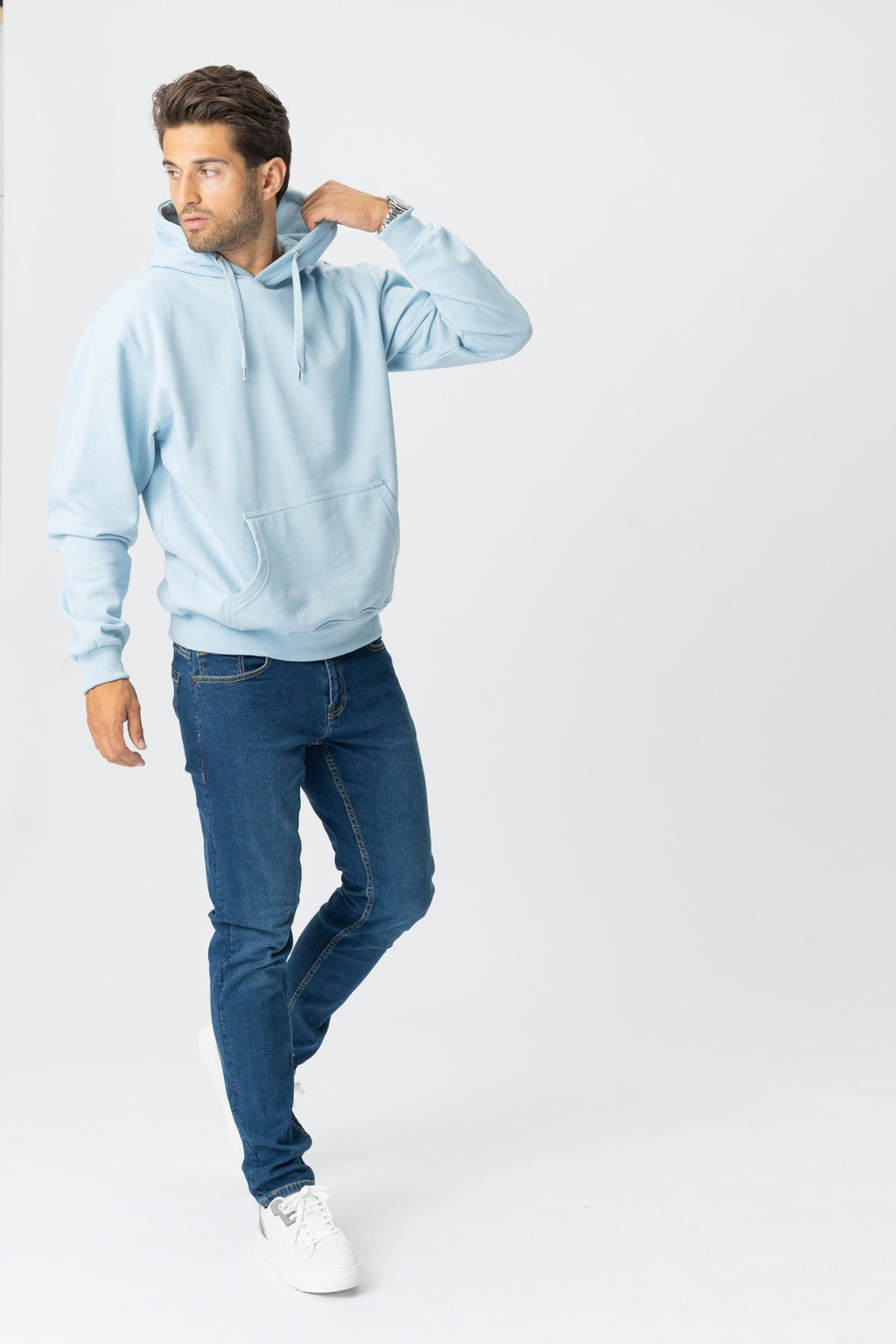 Sudadera con capucha básica - azul cielo