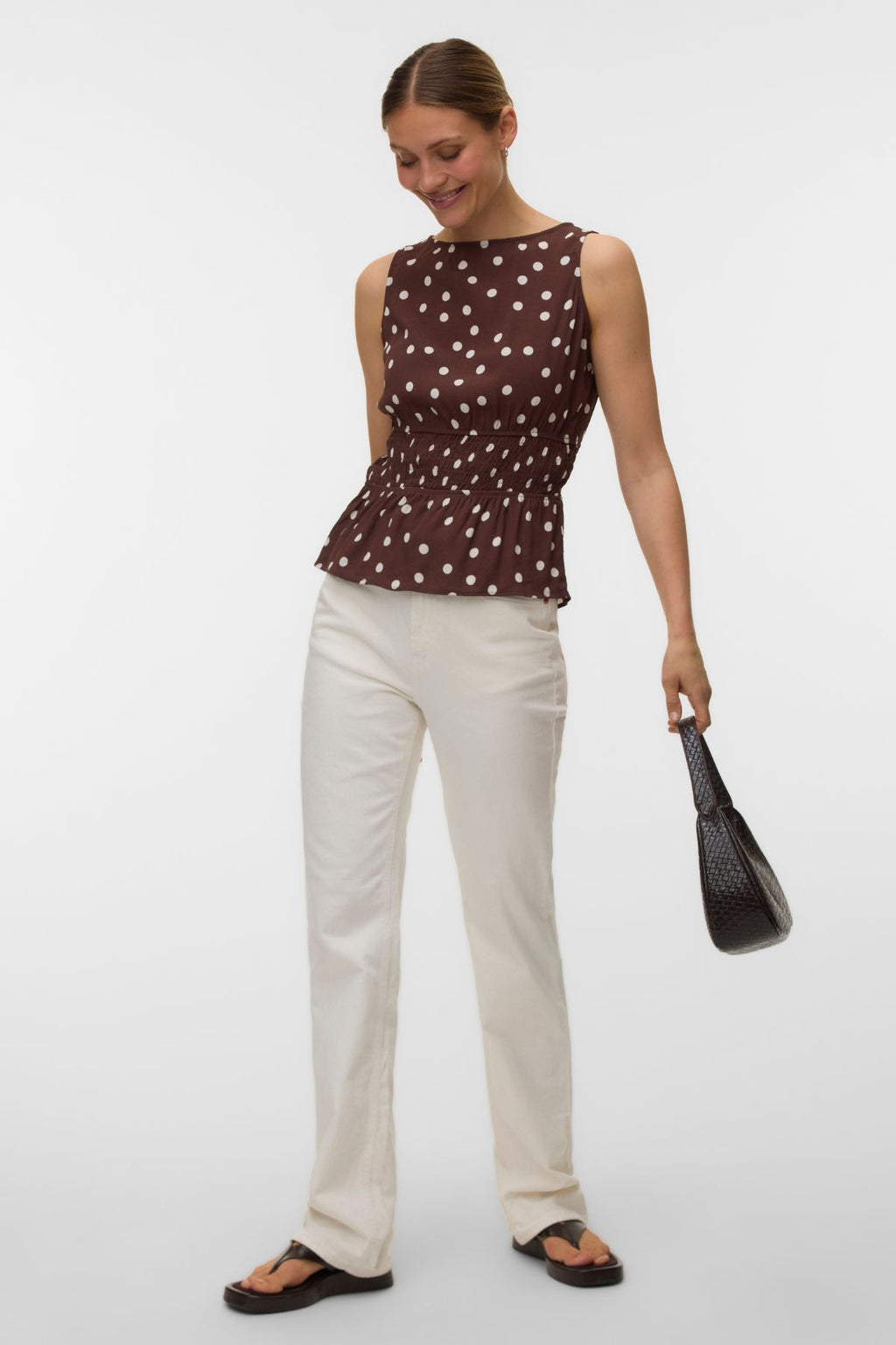 Top tipo bata Elisa - Chocolate Martini - Snow White Dot