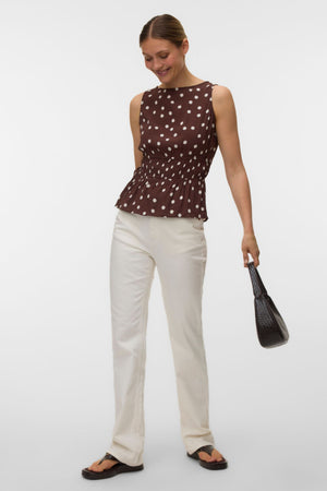Top tipo bata Elisa - Chocolate Martini - Snow White Dot