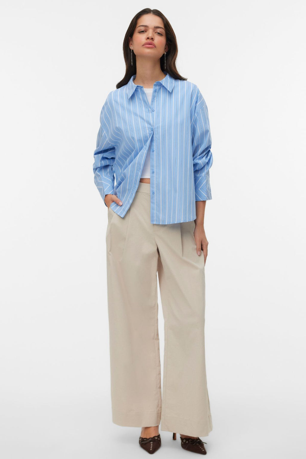 Pantalón ancho arrugado Meng MidWaist - Cemento