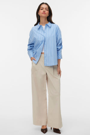 Pantalón ancho arrugado Meng MidWaist - Cemento