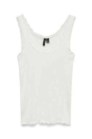 Camiseta sin mangas de encaje Nana - Blanco nieve