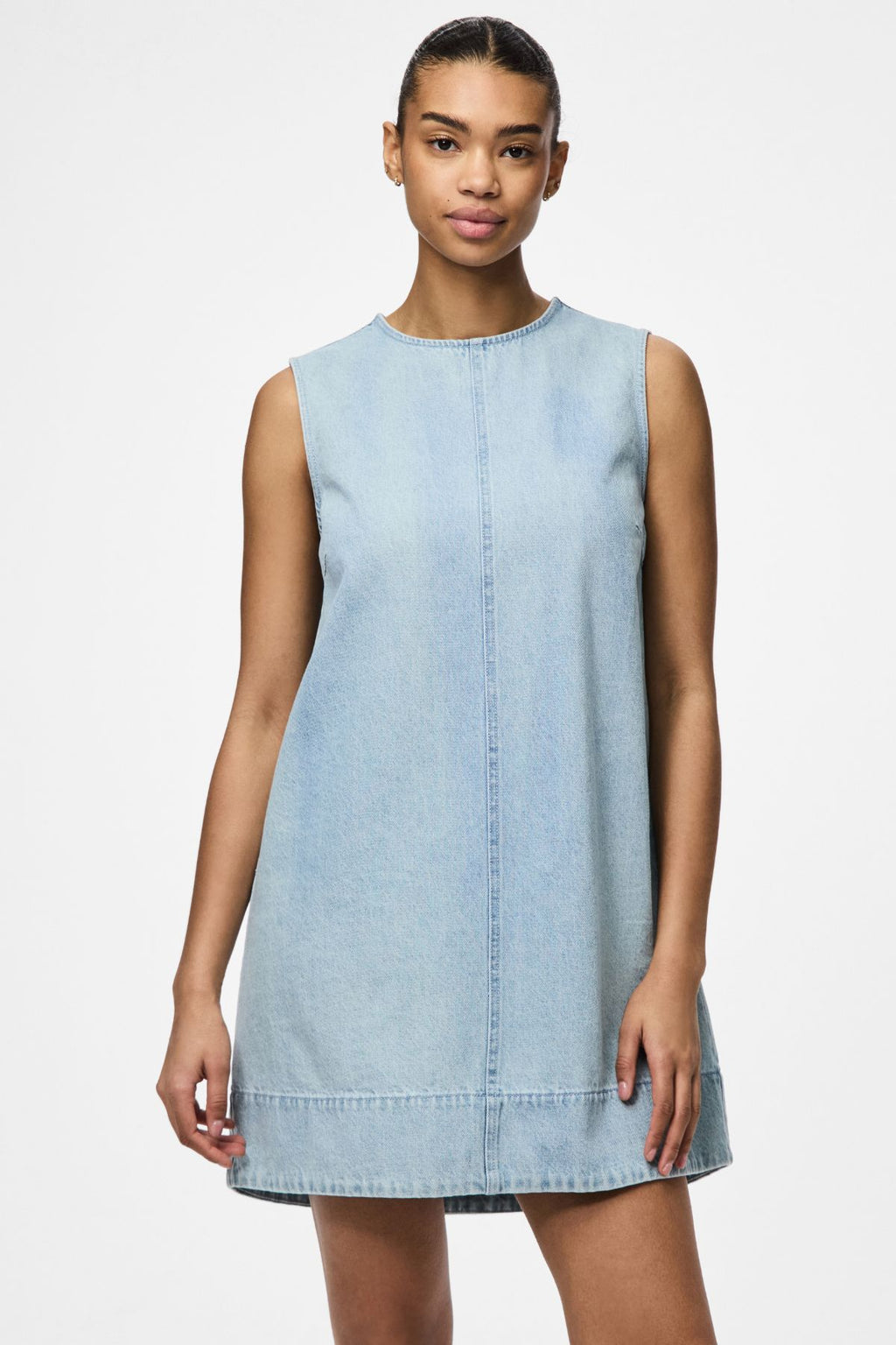 Flora Mini Denim Dress - Light Blue Denim
