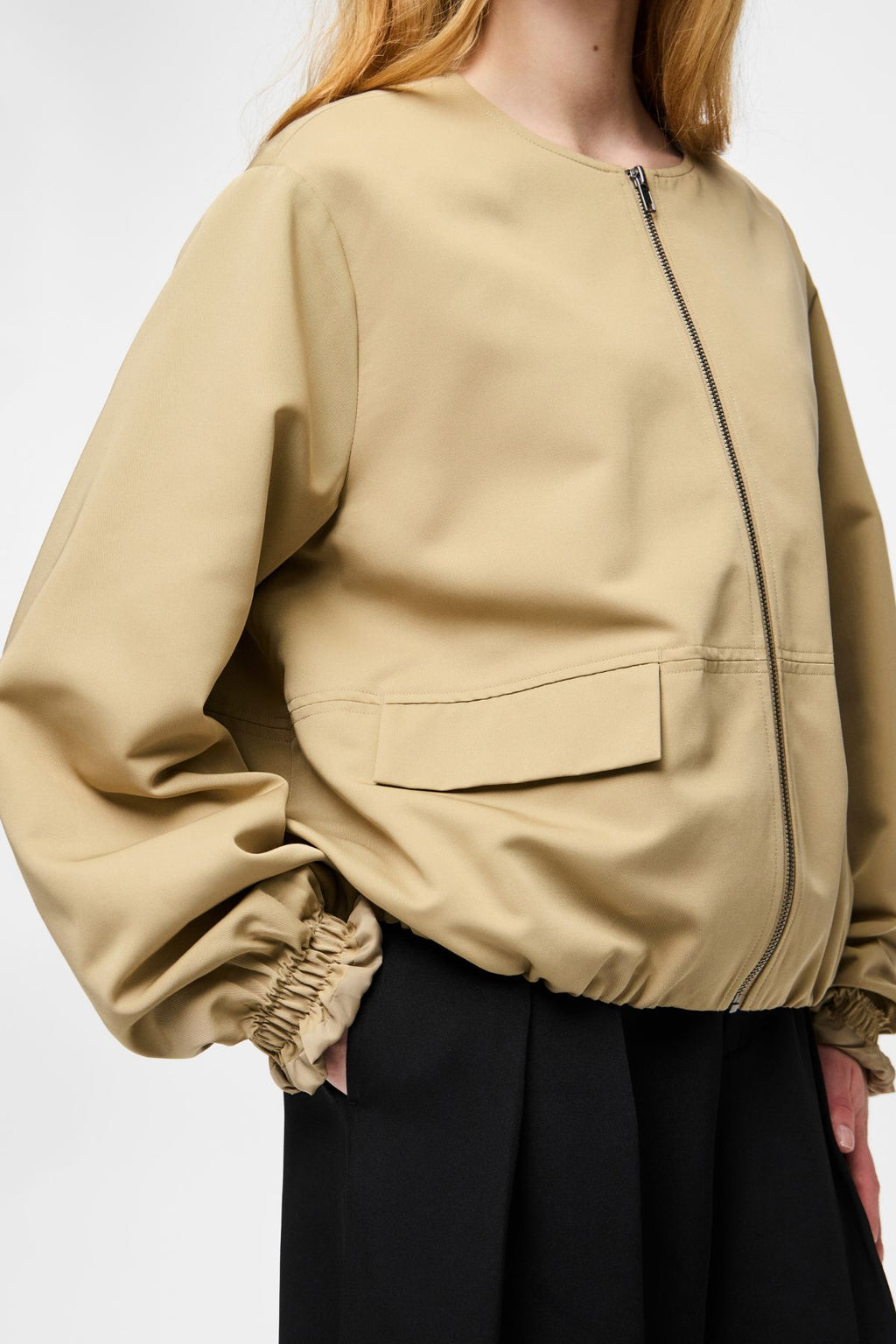 Berit Balloon Bomber Jacket - Travertine