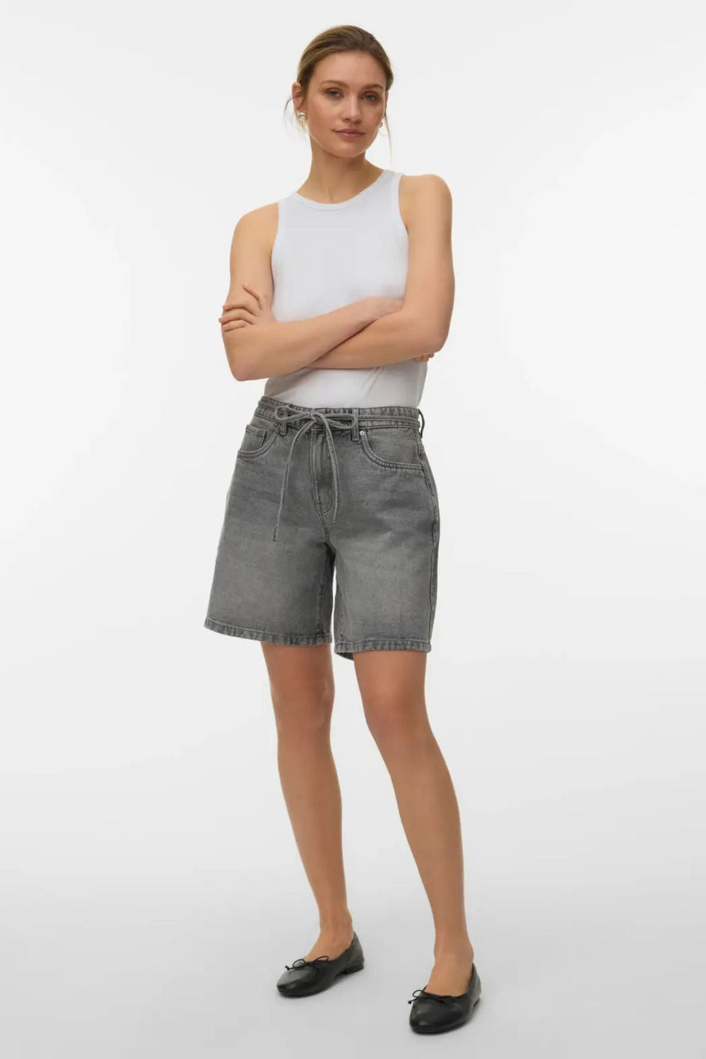 Cinturón de Viena Shorts Mezcla - Denim gris claro