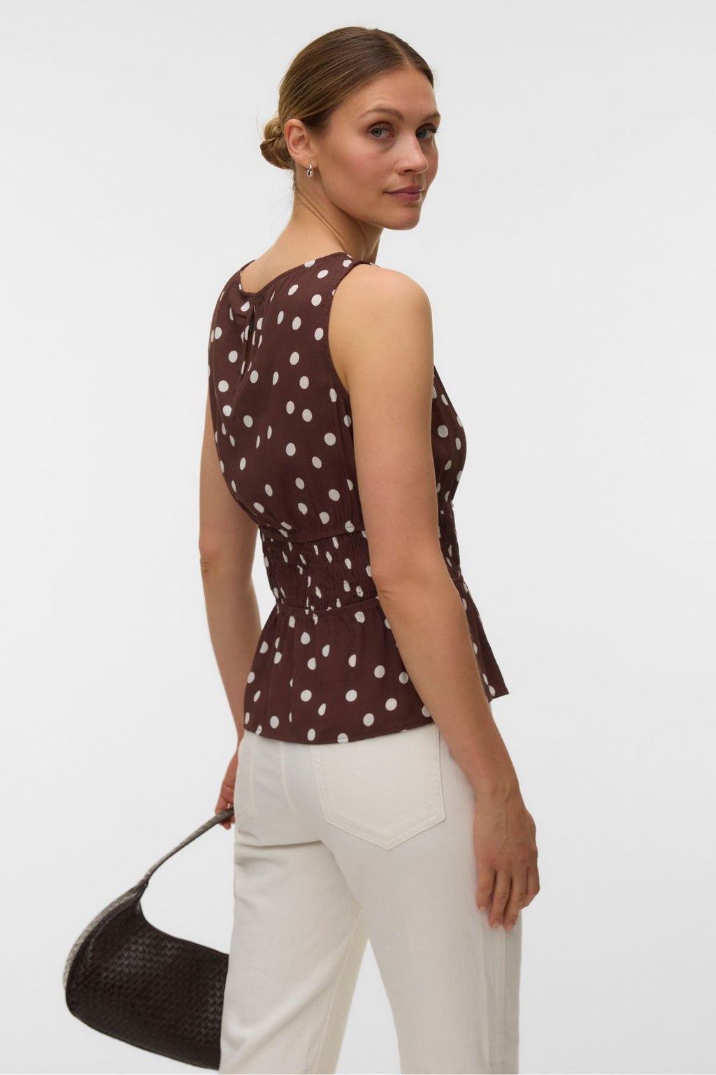 Top tipo bata Elisa - Chocolate Martini - Snow White Dot