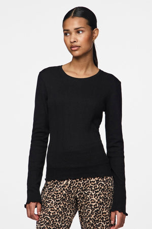 Marie O -Neck Poin Top - Negro