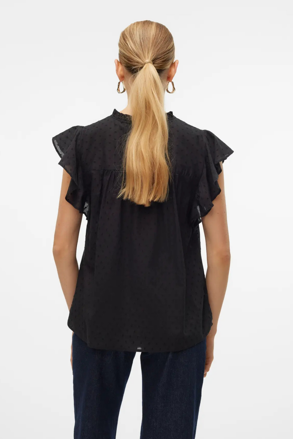 Top de encaje de trino - negro