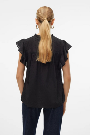 Top de encaje de trino - negro