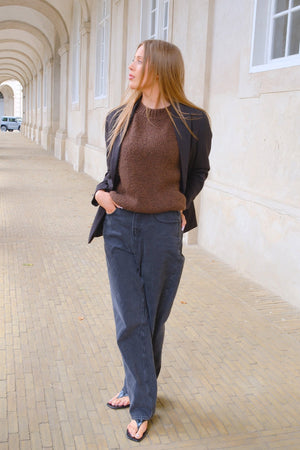 Chloe Short Sleeved Knit - Chocolate