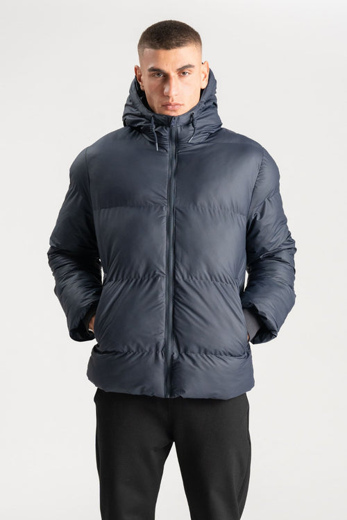 Coated Hooded Jacket - Navy - TeeShoppen Group™