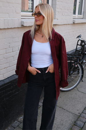 Boyfriend Oxford Shirt - Burgundy